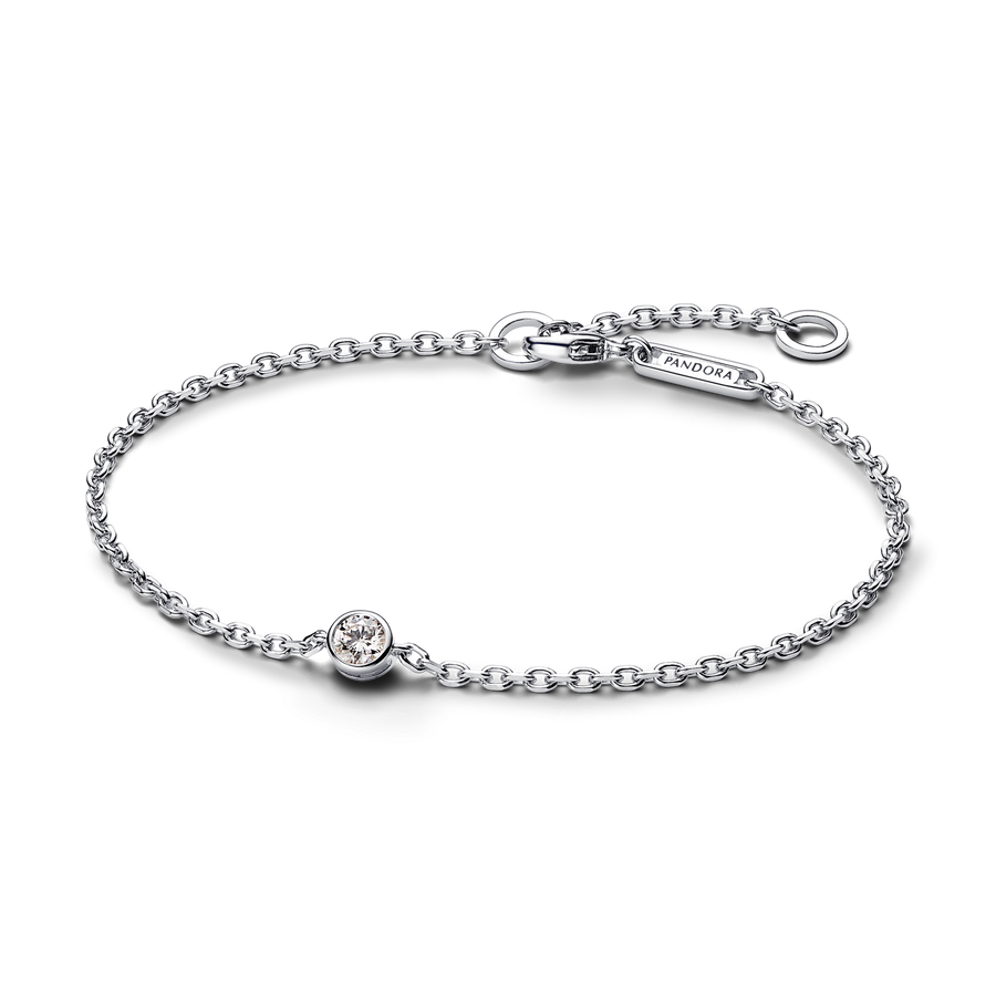 Pandora Era Bezel Sterling Silver Lab-grown Diamond Chain Bracelet