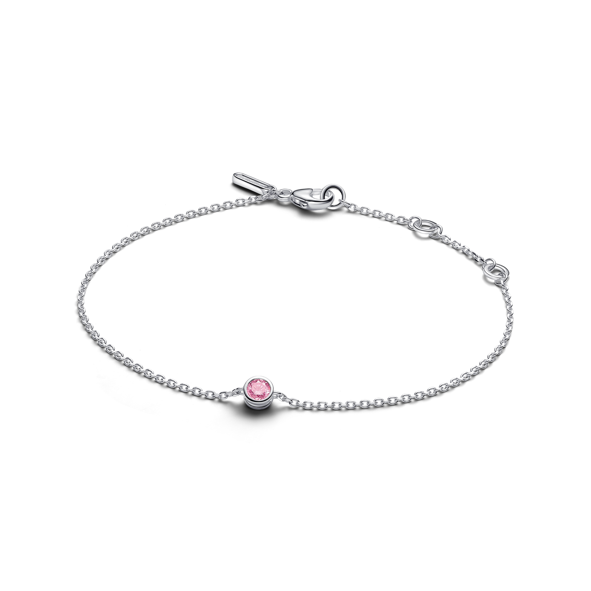 Pandora Era Bezel Sterling Silver Pink Lab-grown Diamond Chain Bracelet