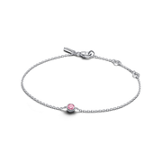 Pandora Era Bezel Sterling Silver Pink Lab-grown Diamond Chain Bracelet
