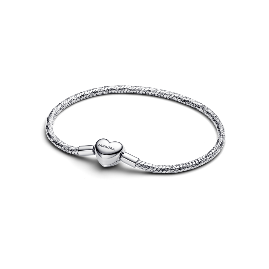 Heart Clasp Faceted Snake Chain Bracelet