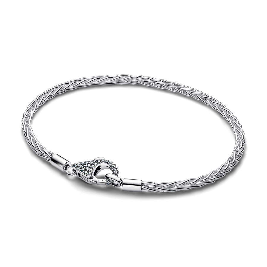 Pavé Clasp Foxtail Chain Charm Bracelet