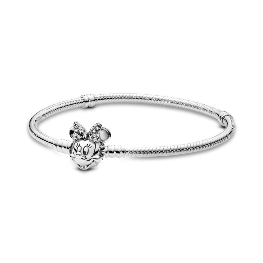 Disney Pandora Moments Pavé Minnie Mouse Clasp Snake Chain Bracelet