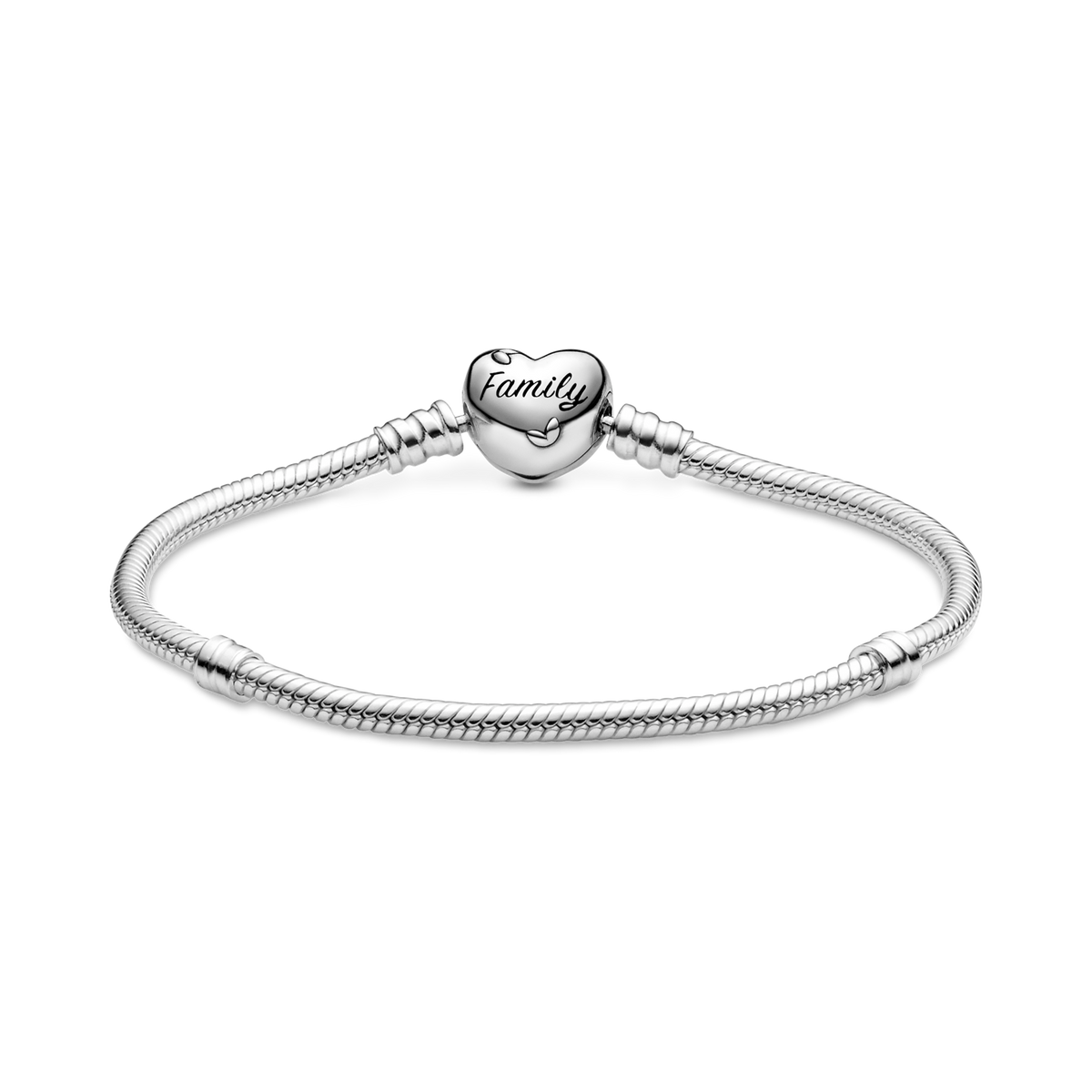 Pandora Moments Family Tree Heart Clasp Snake Chain Bracelet