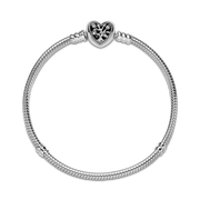 Pandora Moments Family Tree Heart Clasp Snake Chain Bracelet