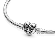 Pandora Moments Family Tree Heart Clasp Snake Chain Bracelet
