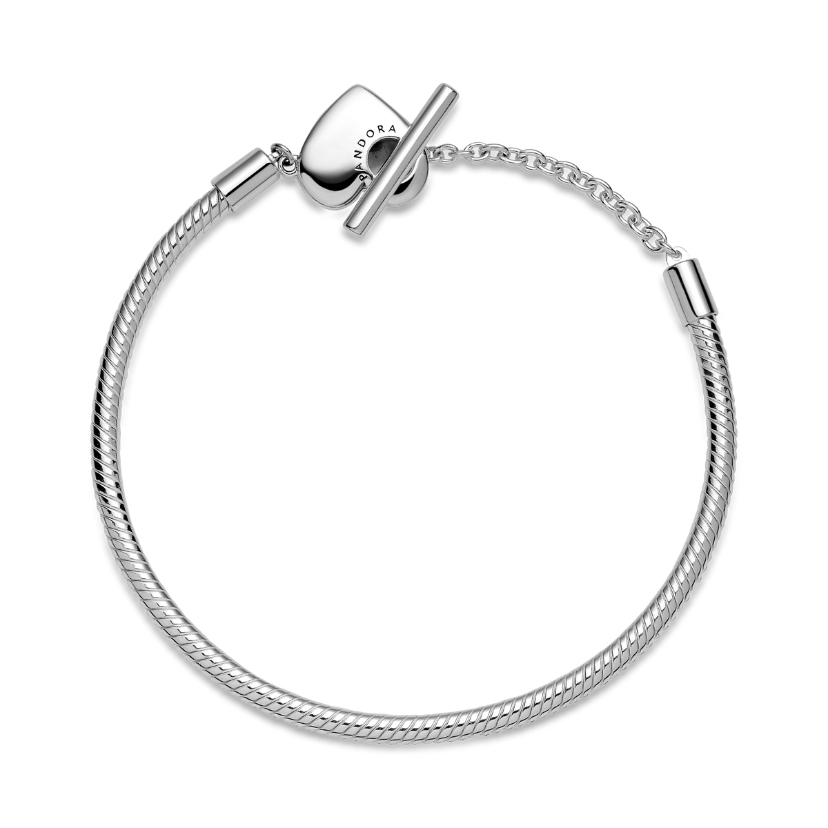 Pandora Moments Heart T-Bar Snake Chain Bracelet