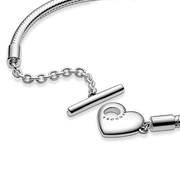 Pandora Moments Heart T-Bar Snake Chain Bracelet