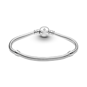 Pandora Moments Sparkling Blue Disc Clasp Snake Chain Bracelet