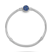 Pandora Moments Sparkling Blue Disc Clasp Snake Chain Bracelet