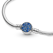 Pandora Moments Sparkling Blue Disc Clasp Snake Chain Bracelet