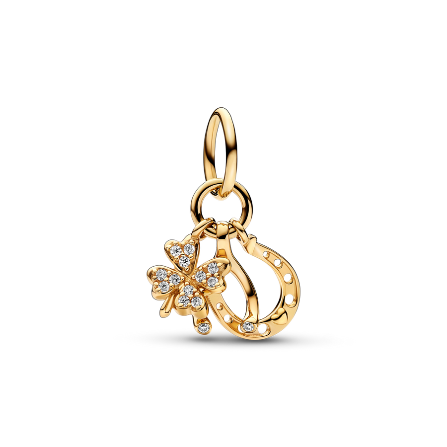 Lucky Clover, Wishbone & Horseshoe Dangle Charm