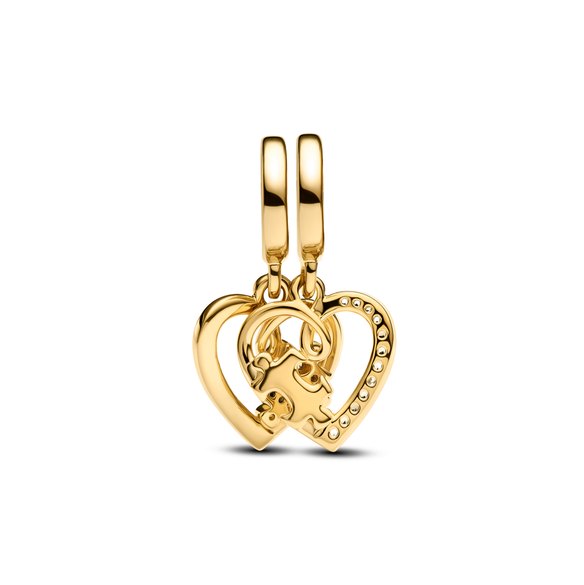 Splittable Puzzle Piece Hearts Dangle Charm