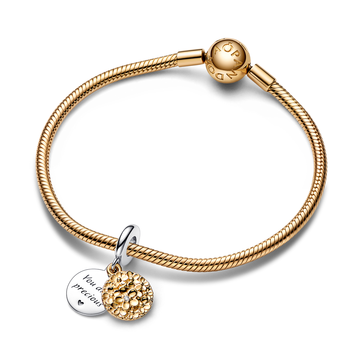 My Pandora Two-tone Daisy Double Dangle Charm