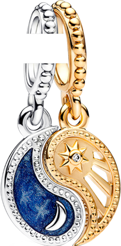 Two-tone Splittable Sun & Moon Dangle Charm