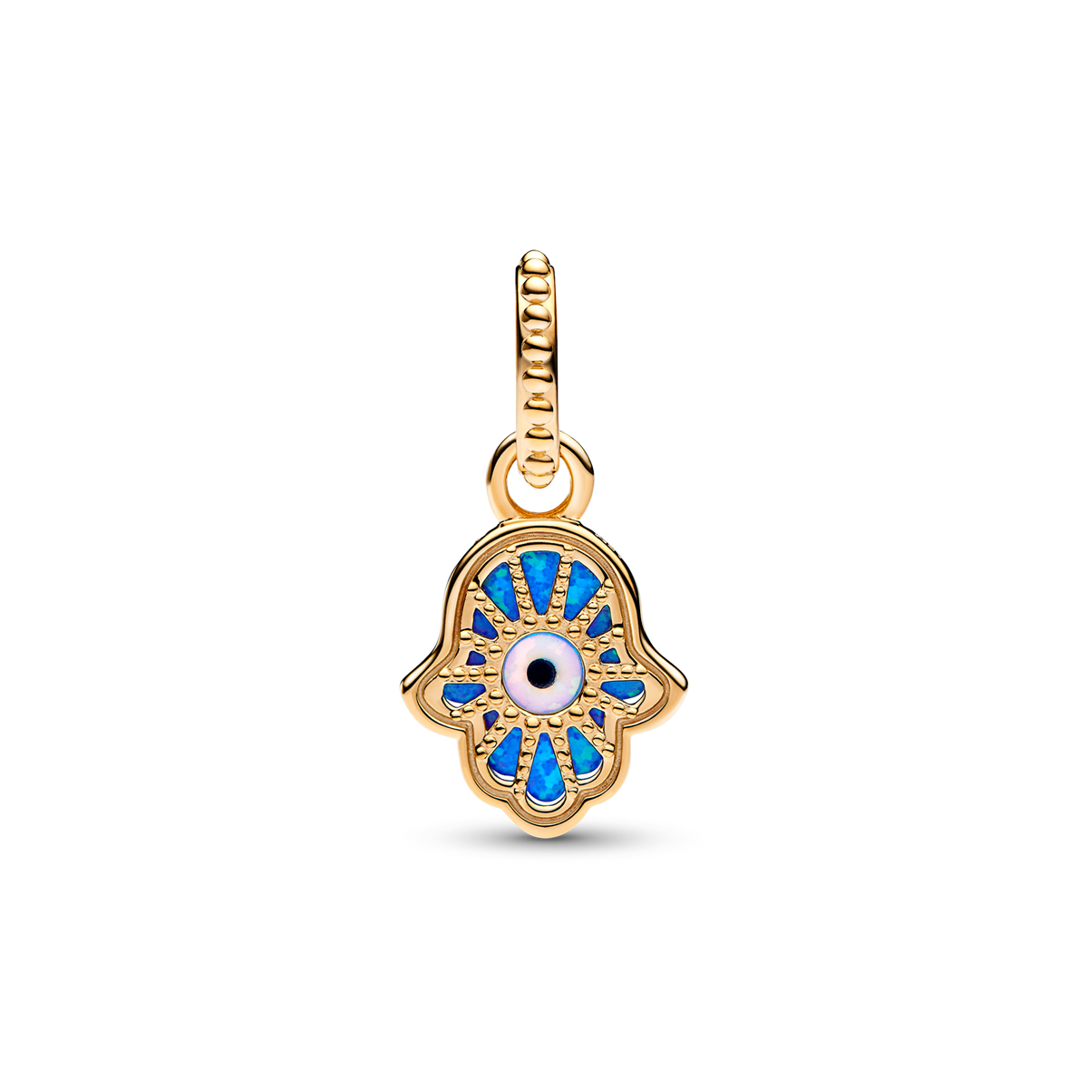 Opalescent Blue Hamsa Hand Dangle Charm