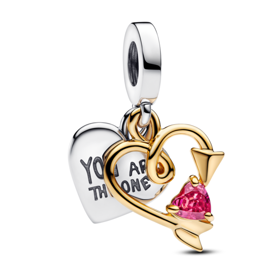Engravable Heart & Arrow Double Dangle Charm