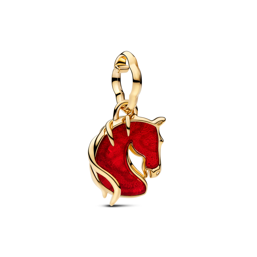 Red Fire Horse Murano Glass Dangle Charm