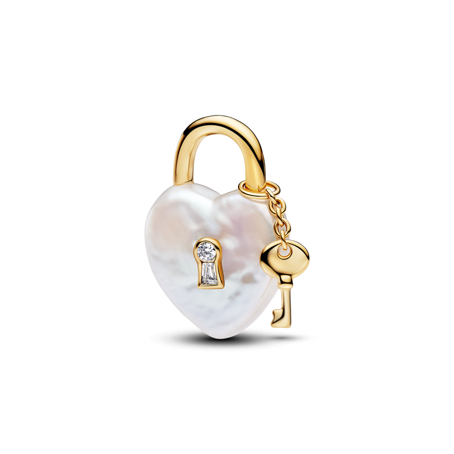 Treated Freshwater Cultured Baroque Pearl Padlock Dangle Charm
