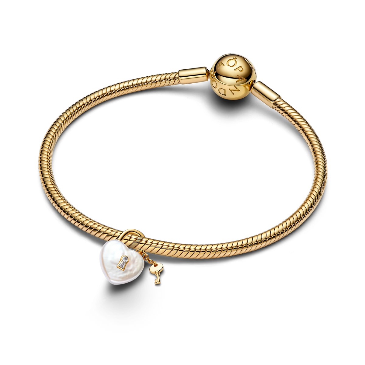 Treated Freshwater Cultured Baroque Pearl Padlock Dangle Charm