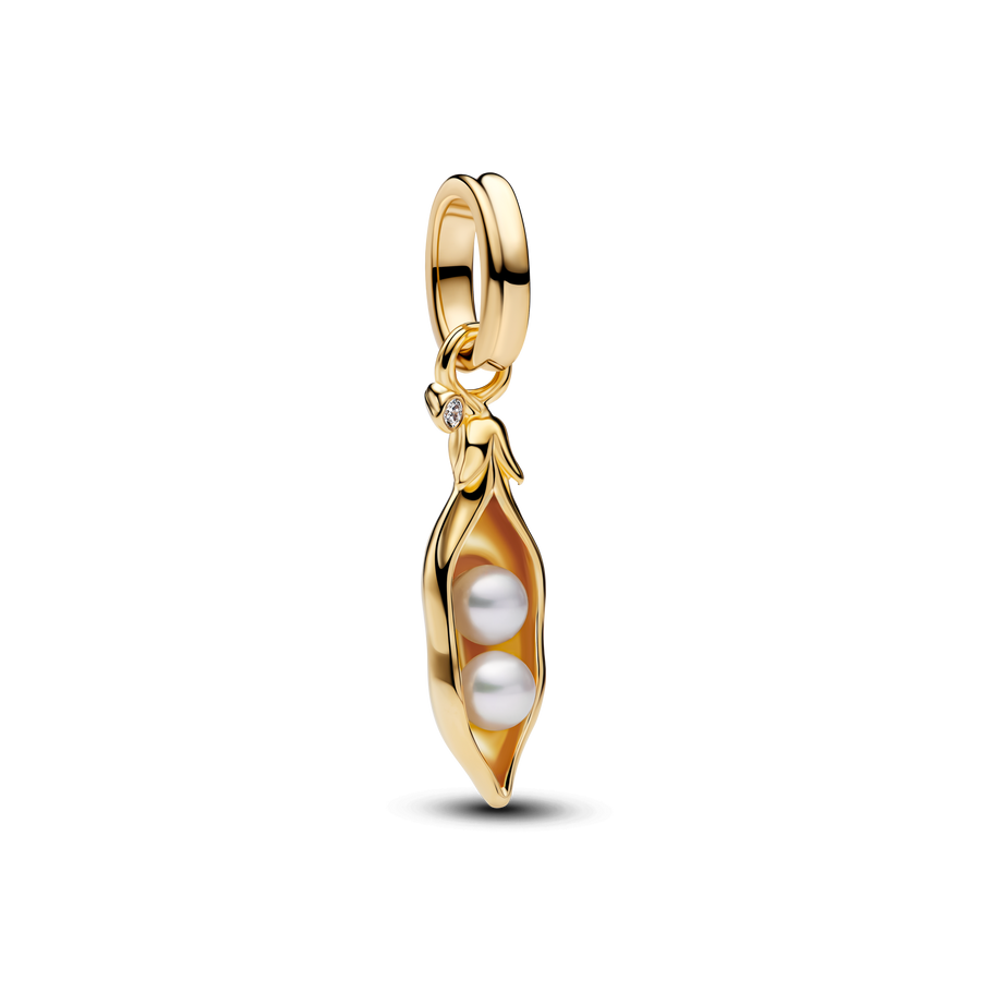 Treated Freshwater Cultured Baroque Pearl Peas in a Pod Dangle Charm