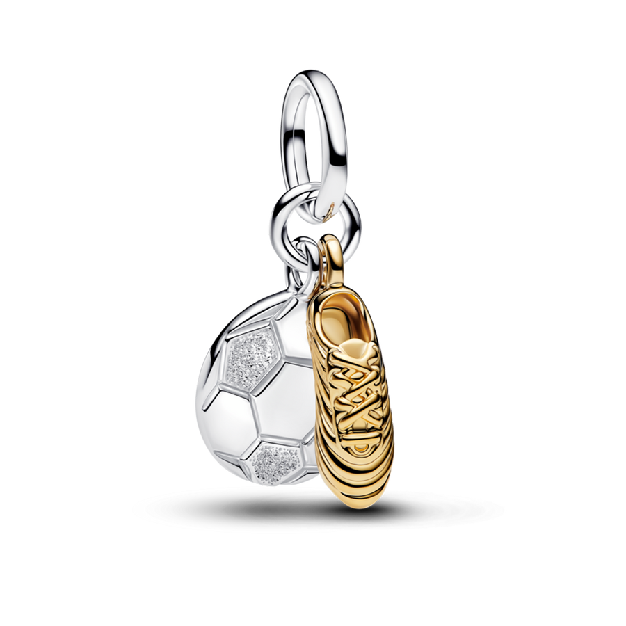 Engravable Soccer Shoe Double Dangle Charm