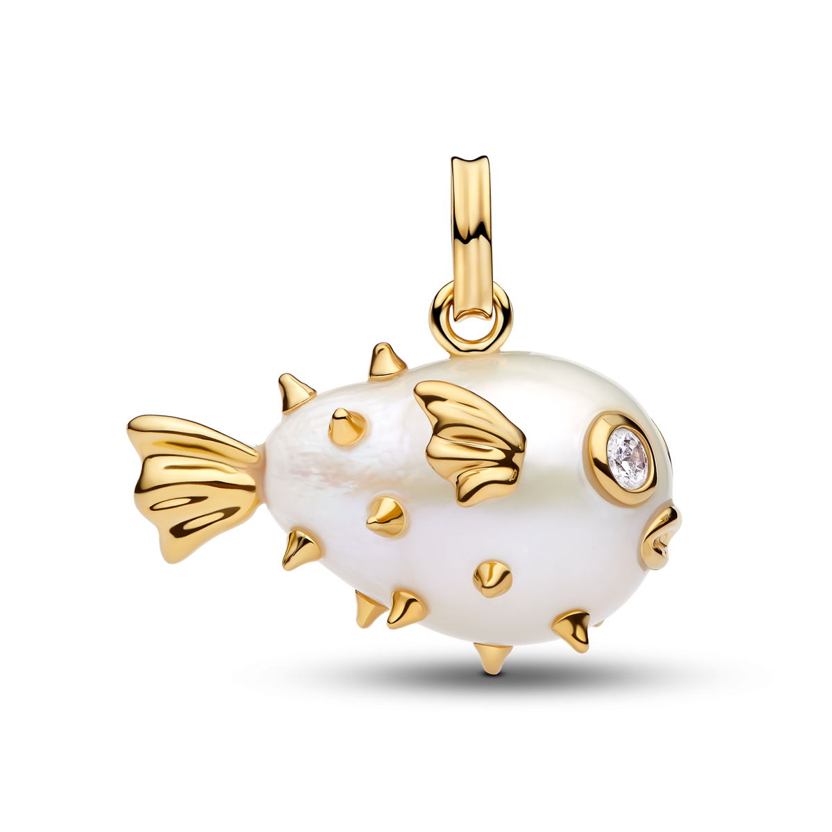 Treated Freshwater Cultured Baroque Pearl Oversized Puffy Fish Pendant