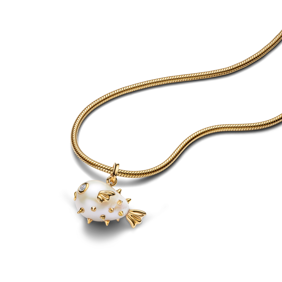 Treated Freshwater Cultured Baroque Pearl Oversized Puffy Fish Pendant