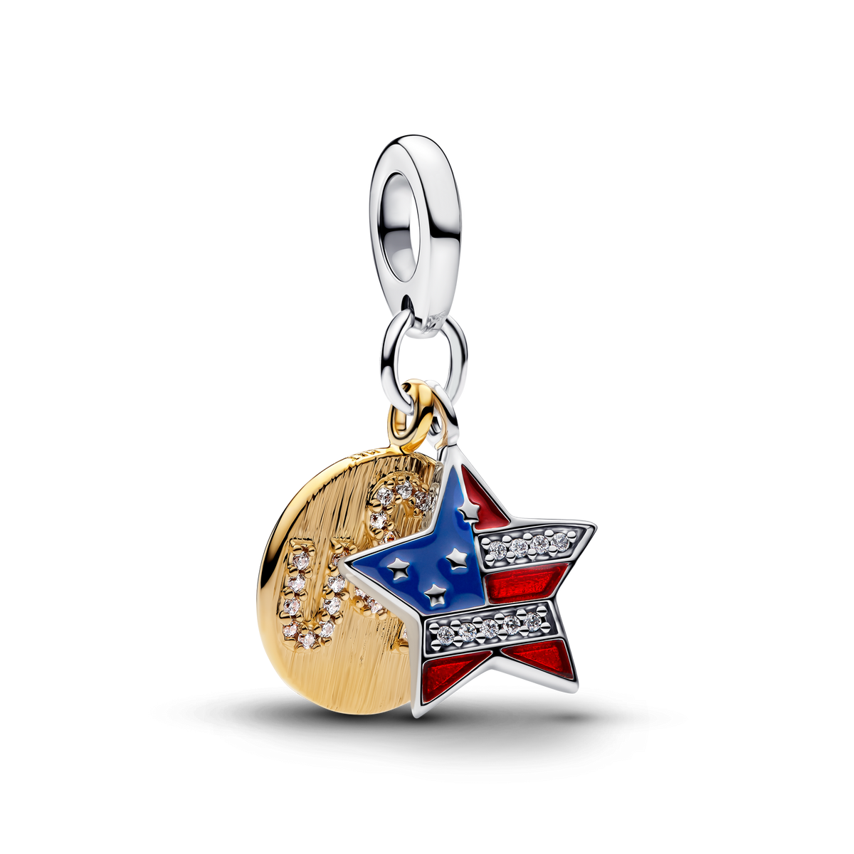 USA Flag Star Double Dangle Charm