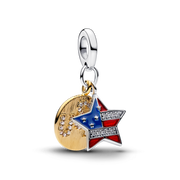 USA Flag Star Double Dangle Charm