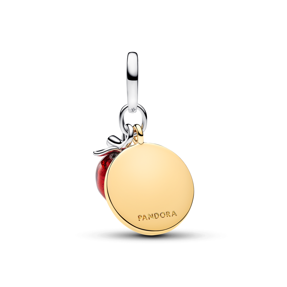 Apple & Engravable Round Tag Double Dangle Charm