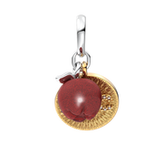 Apple & Engravable Round Tag Double Dangle Charm