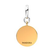 Apple & Engravable Round Tag Double Dangle Charm