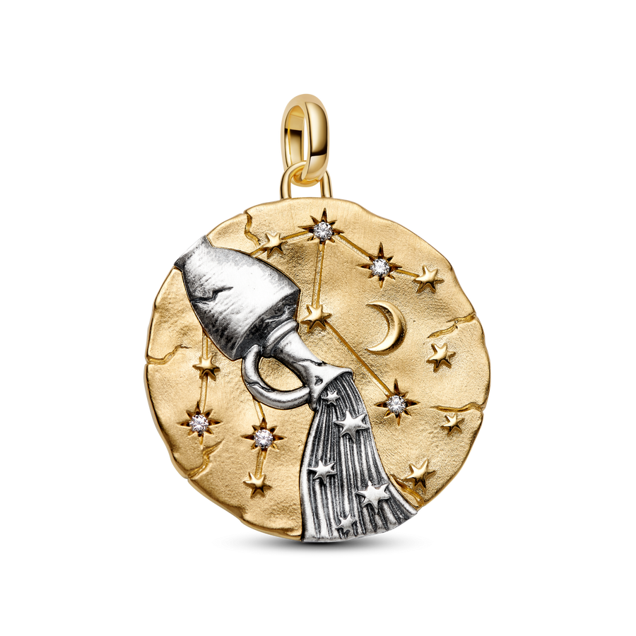 Aquarius Zodiac Oversized Medallion Charm