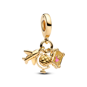 Airplane, Globe & Suitcase Triple Dangle Charm