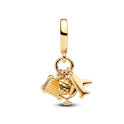 Airplane, Globe & Suitcase Triple Dangle Charm