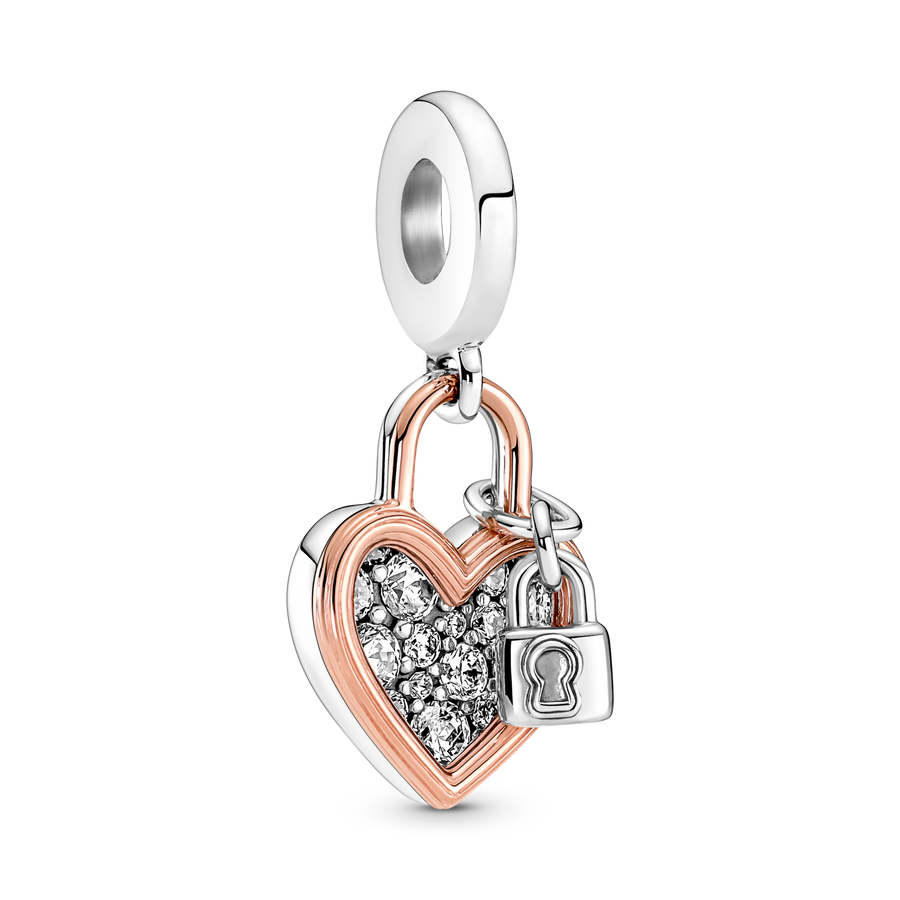 Heart Padlock Double Dangle Charm