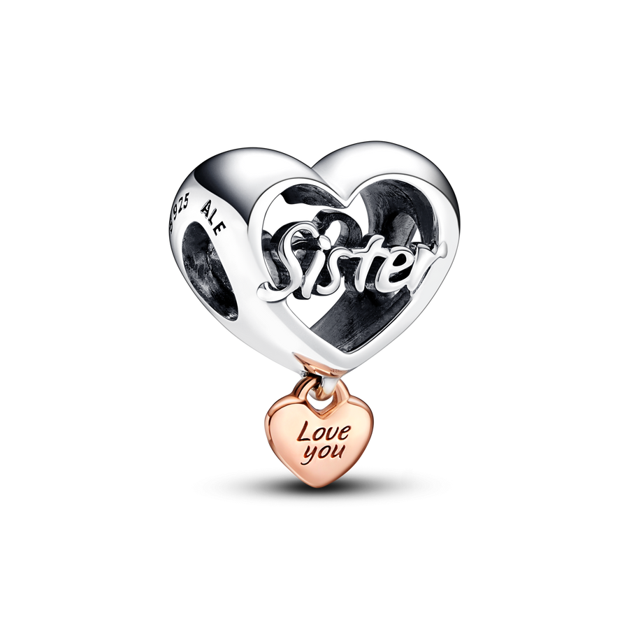 Love You Sister Heart Charm