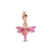 Pink Dragonfly Double Dangle Charm