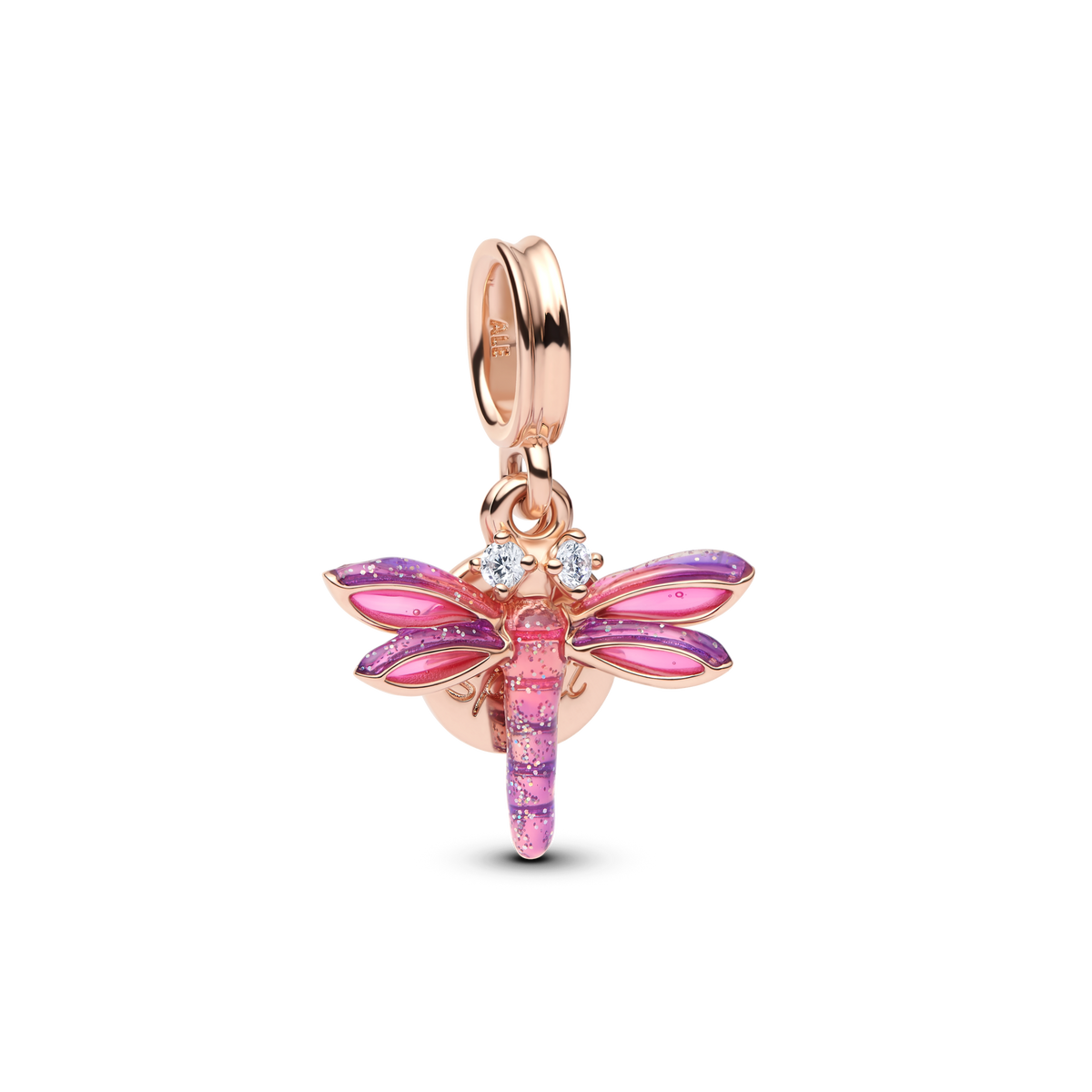 Pink Dragonfly Double Dangle Charm