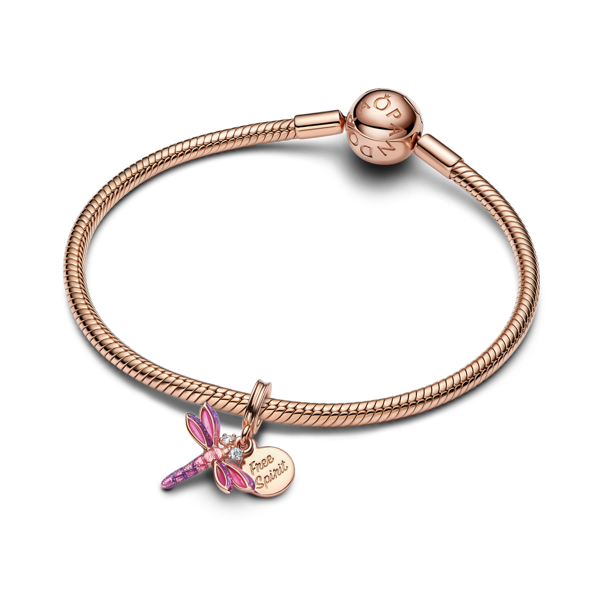 Pink Dragonfly Double Dangle Charm