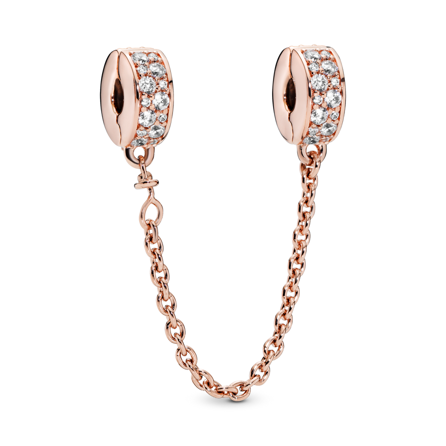 Clear Pavé Safety Chain Clip Charm