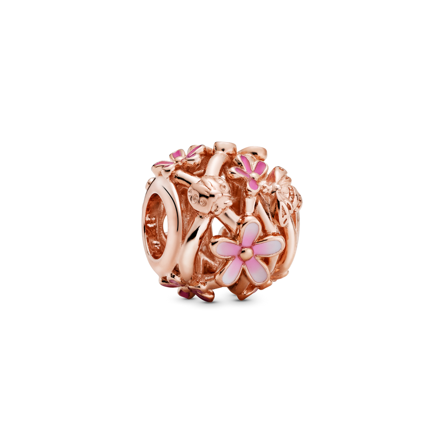 Openwork Pink Daisy Flower Charm