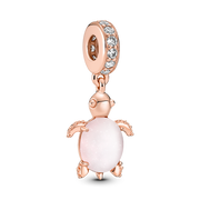 Murano Glass Pink Sea Turtle Dangle Charm
