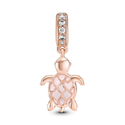 Murano Glass Pink Sea Turtle Dangle Charm