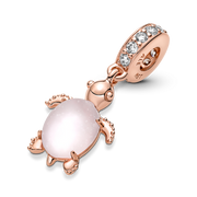 Murano Glass Pink Sea Turtle Dangle Charm