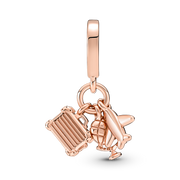 Airplane, Globe & Suitcase Triple Dangle Charm