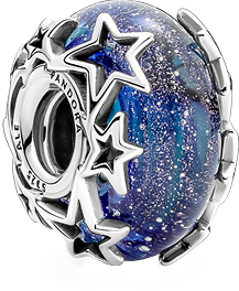 Galaxy Blue & Star Murano Charm