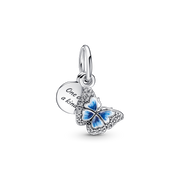 Blue Butterfly & Quote Double Dangle Charm