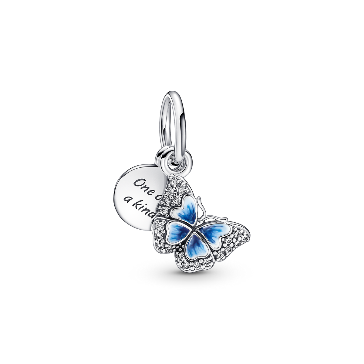 Blue Butterfly & Quote Double Dangle Charm