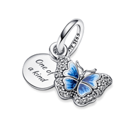 Blue Butterfly & Quote Double Dangle Charm